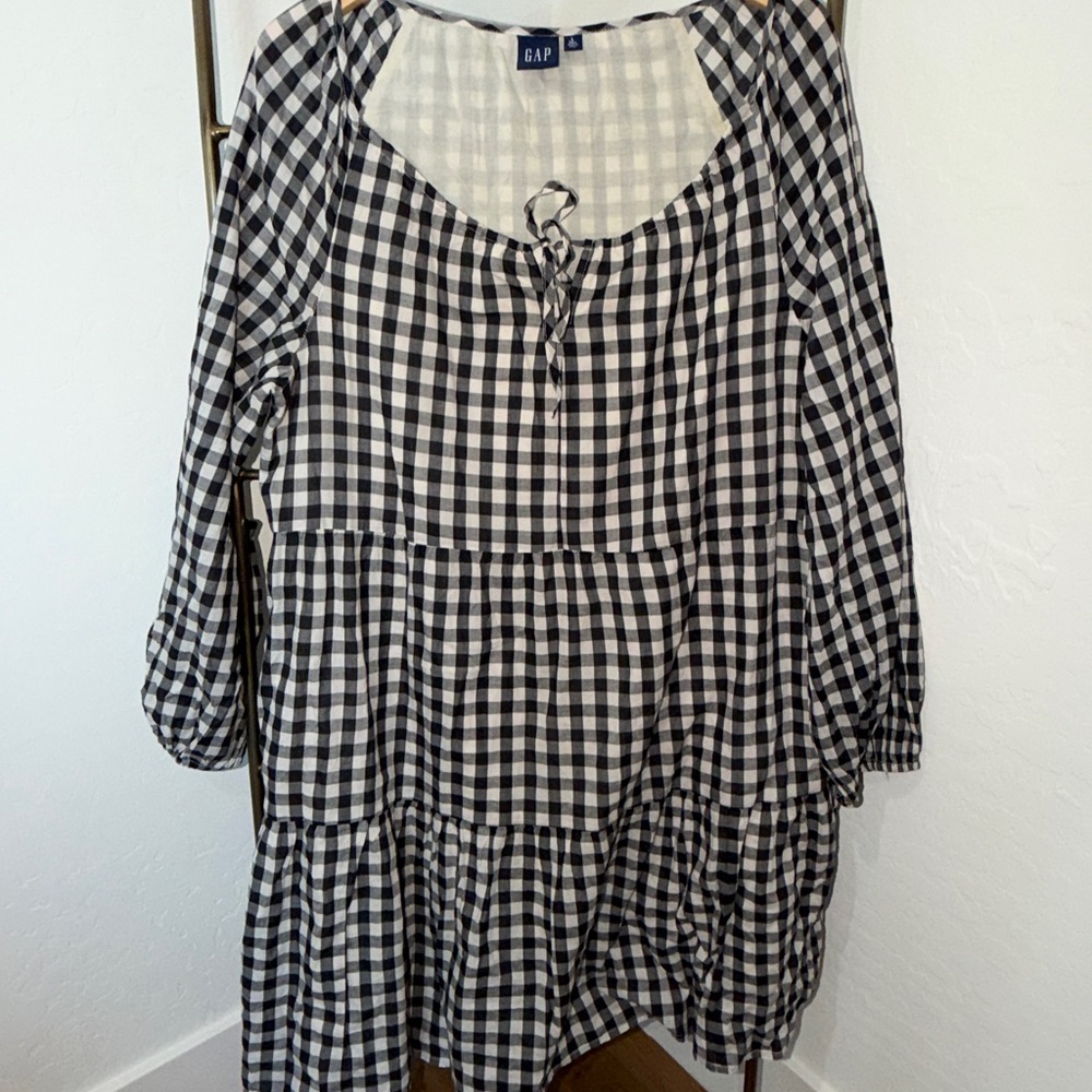 GAP Black and White Gingham Peasant Dress - Picture 2 of 4